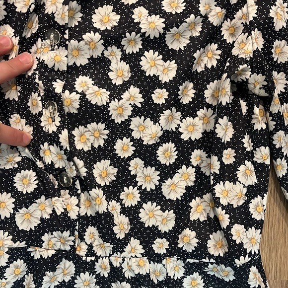 Vintage Tabby California Daisy Print Button Front Elbow Sleeve Collar Dress L - Picture 3 of 8